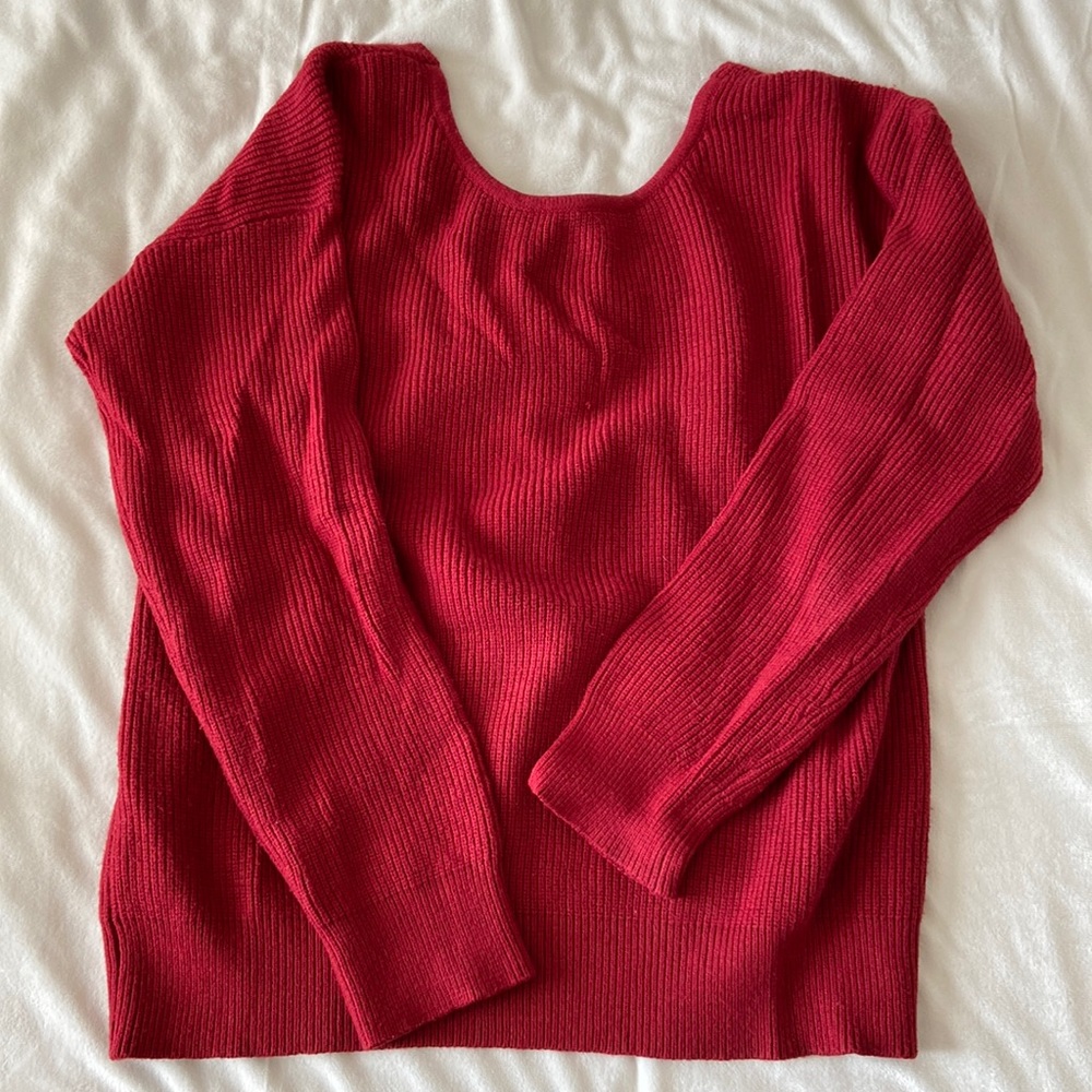Bohme red sweater with tie-up v-neck back